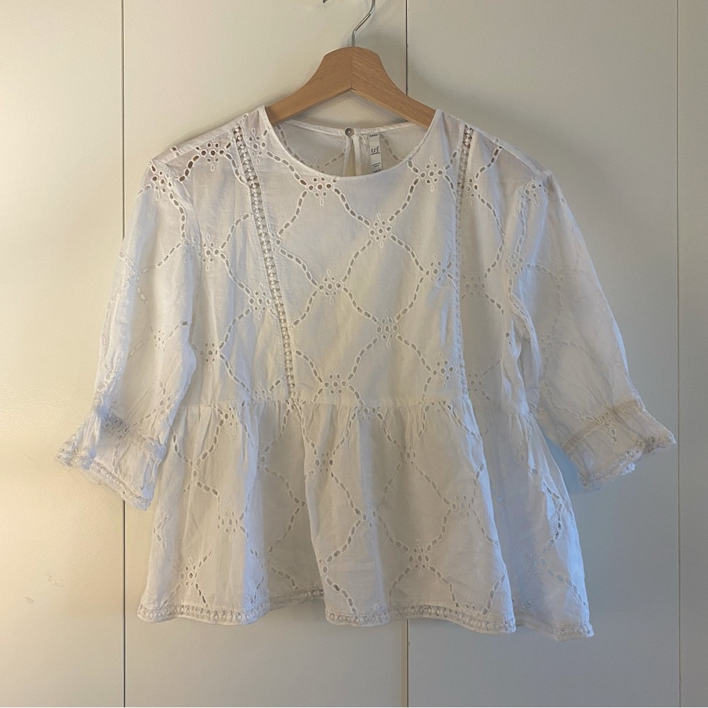 Zara TRF lace broderie anglaise blouse